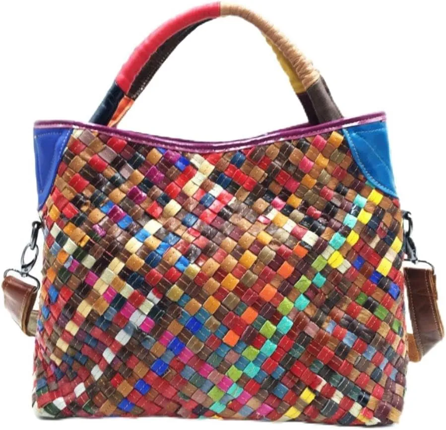 Women's Cowhide Leather Shoulder Bag Handbags Crossbody Bags Collage Gradient, One Color, One Size