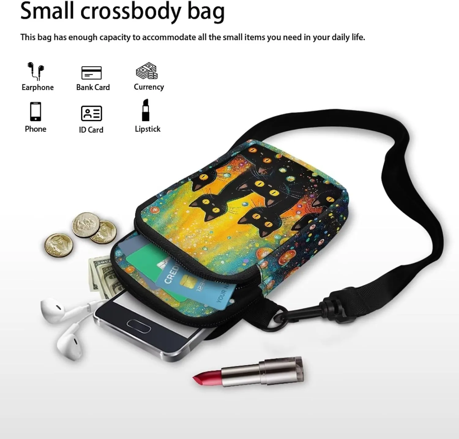 Womens Crossbody Bag Cell Phone Purse Wallet Small Shoulder Handbag Travel Sports Gym Bag