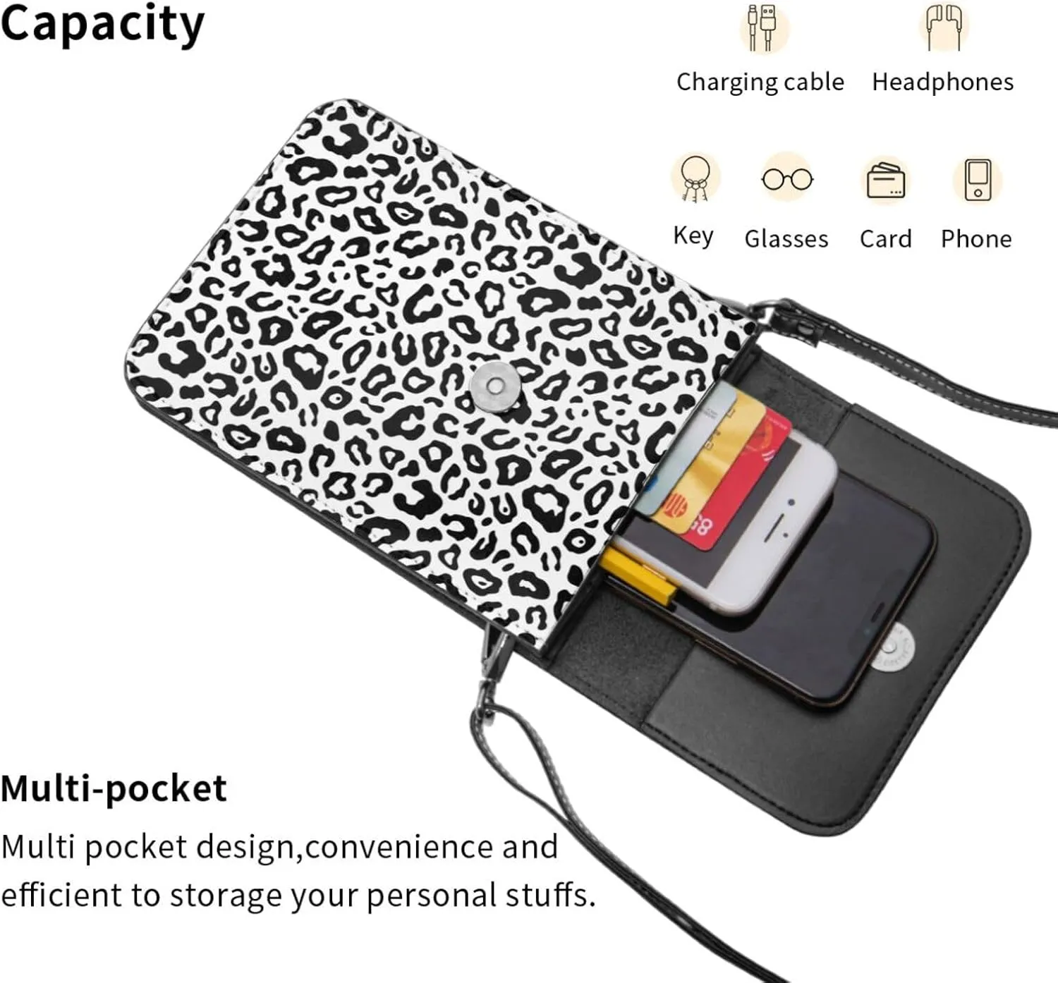 Womens Crossbody Bags Forest Animal Pattern Phone Bag Wallet Purses Adjustable Strap