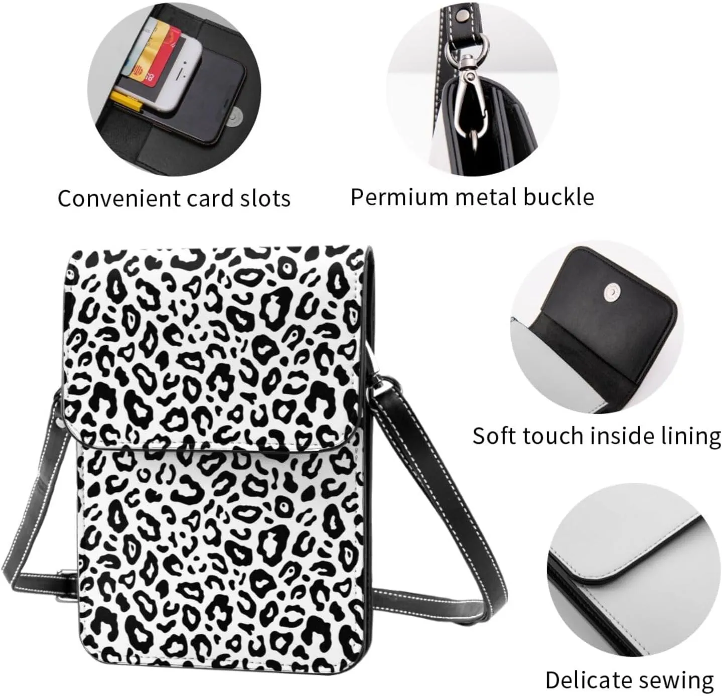 Womens Crossbody Bags Forest Animal Pattern Phone Bag Wallet Purses Adjustable Strap