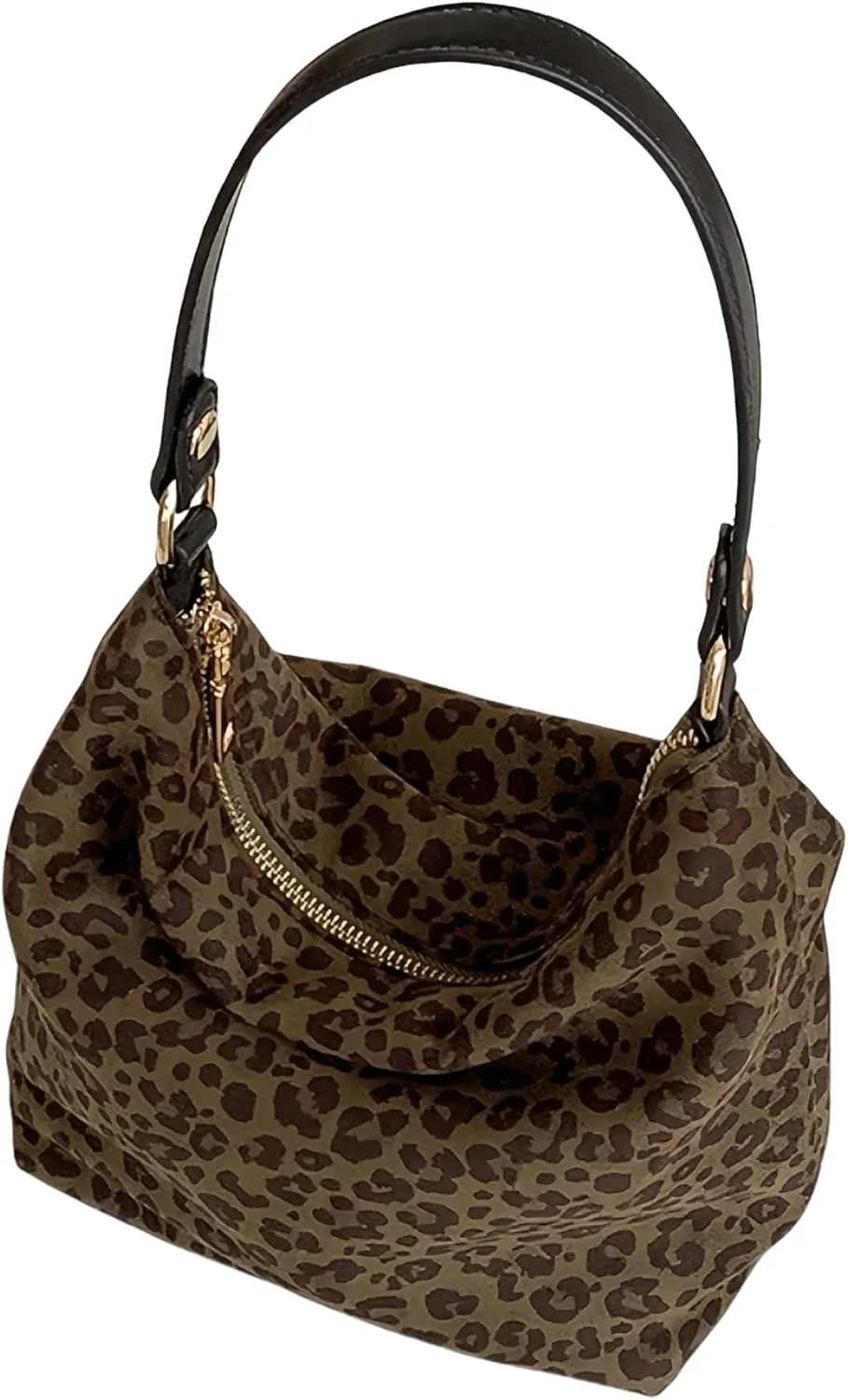 Women's Faux Suede Lightweight Top Handle Crossbody Bag Leopard Print Purse Animal Small Handbag
