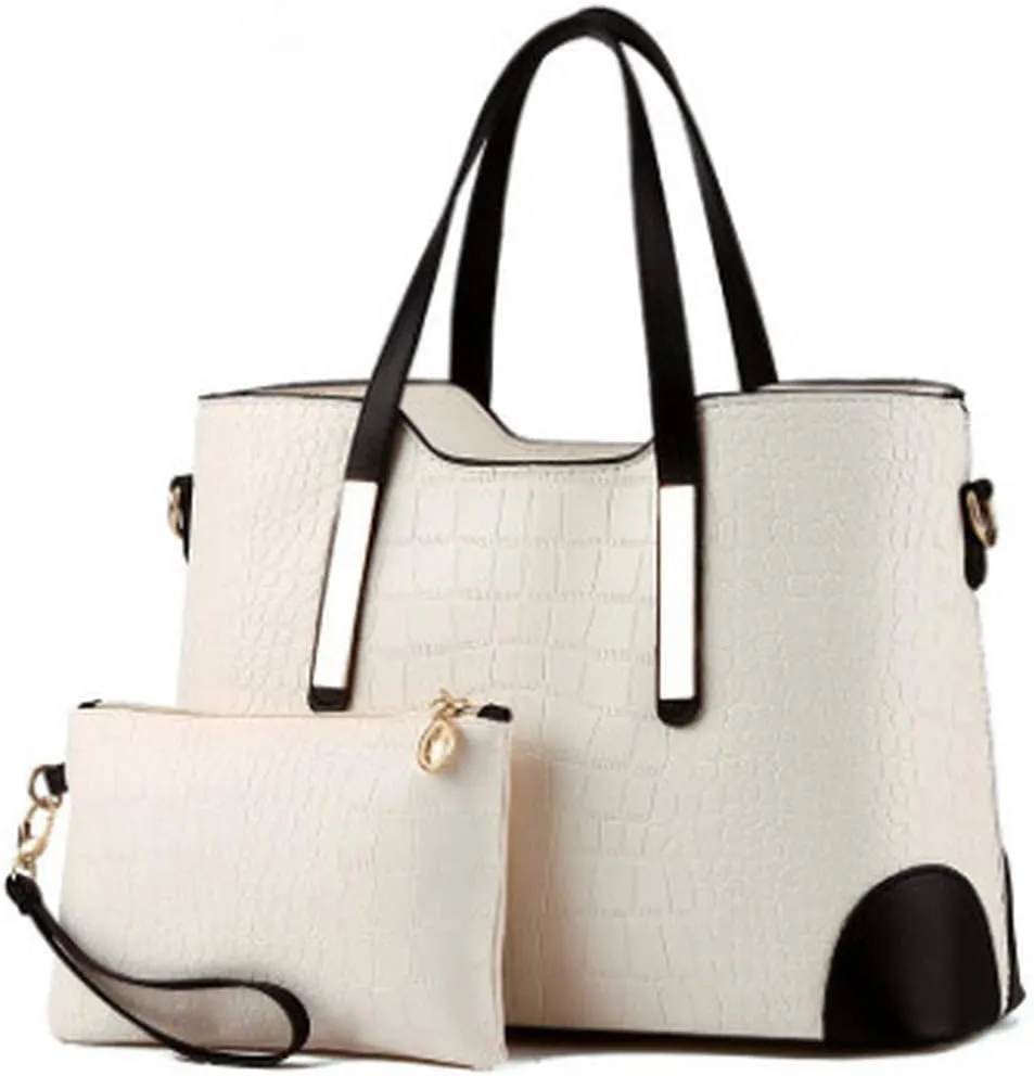 Women's Mix Color Crocodile Pattern PU Leather OL Crossbody Shoulder Bag Handbag