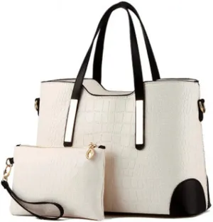Women's Mix Color Crocodile Pattern PU Leather OL Crossbody Shoulder Bag Handbag