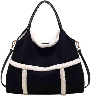 Women's multifunctional large capacity tote bag, suede crossbody bag, plush handbag