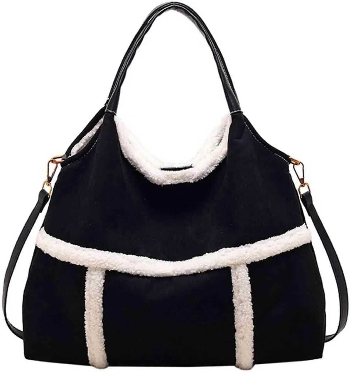 Women's multifunctional large capacity tote bag, suede crossbody bag, plush handbag