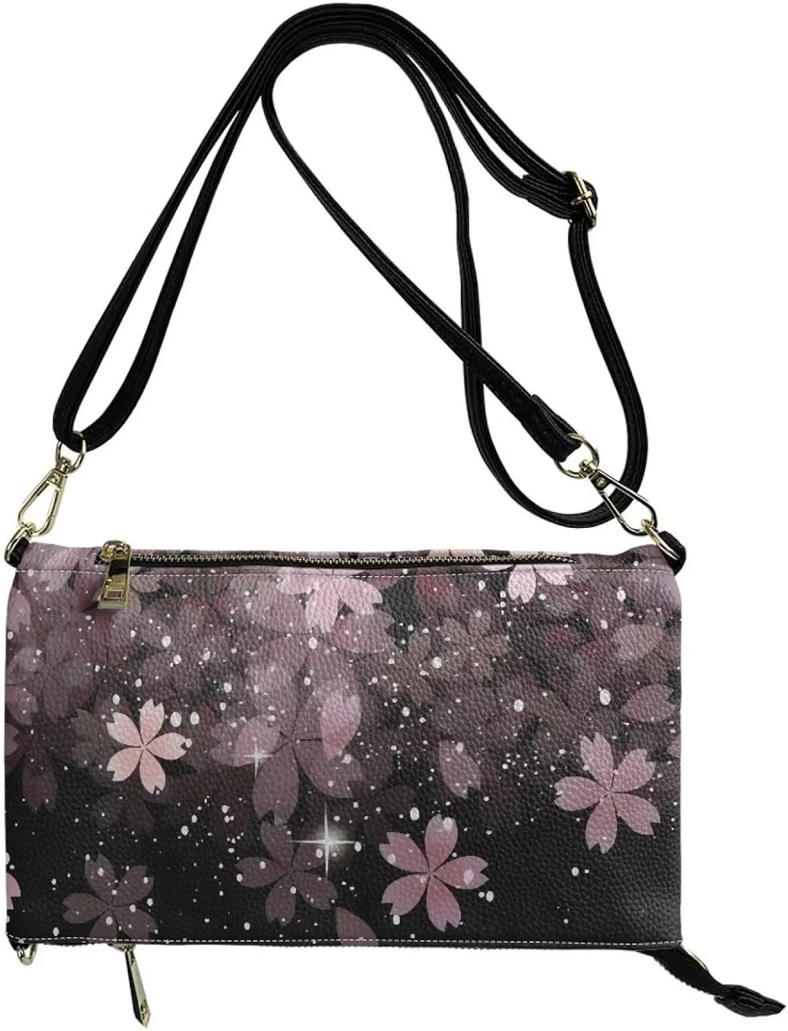 Women's Shoulder Handbags Foldover Clutch Wallet Crossbody Purse Portable Messenger Bag with Detachable Strap