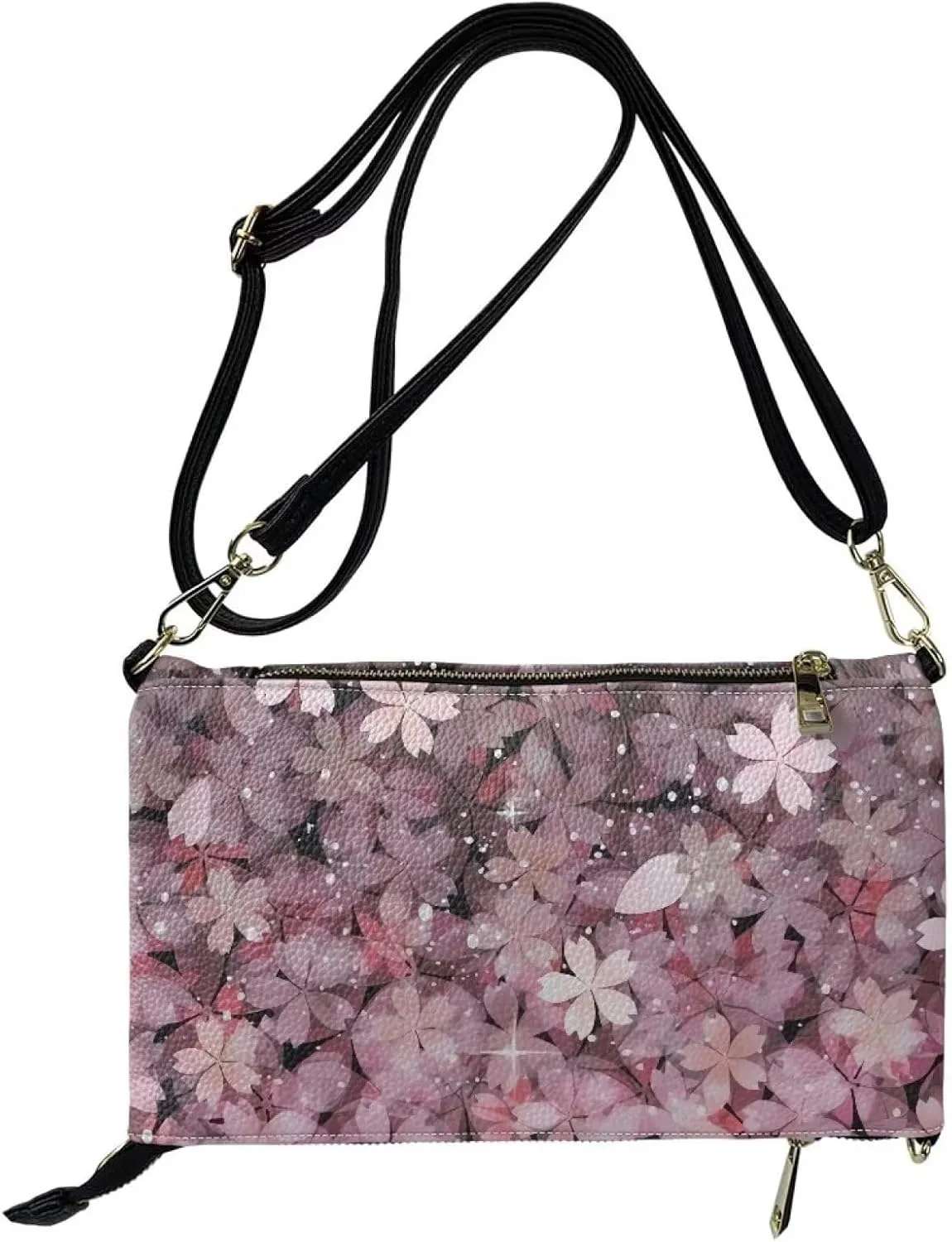Women's Shoulder Handbags Foldover Clutch Wallet Crossbody Purse Portable Messenger Bag with Detachable Strap