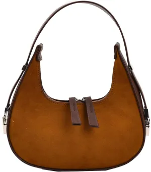 Women’s Suede Crescent Shoulder Bag Leather Top handle Tote Purse Brown Suede Handbag Y2K Underarm Bag Half Moon Purse