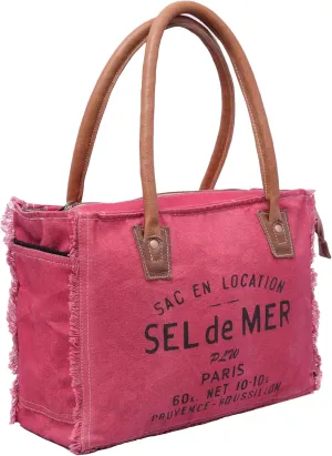 Women's Vintage Cowhide Leather Canvas Crossbody Tote | Multi-Pocket Upcycled Handbag, Shopping & Laptop Bag for Travel