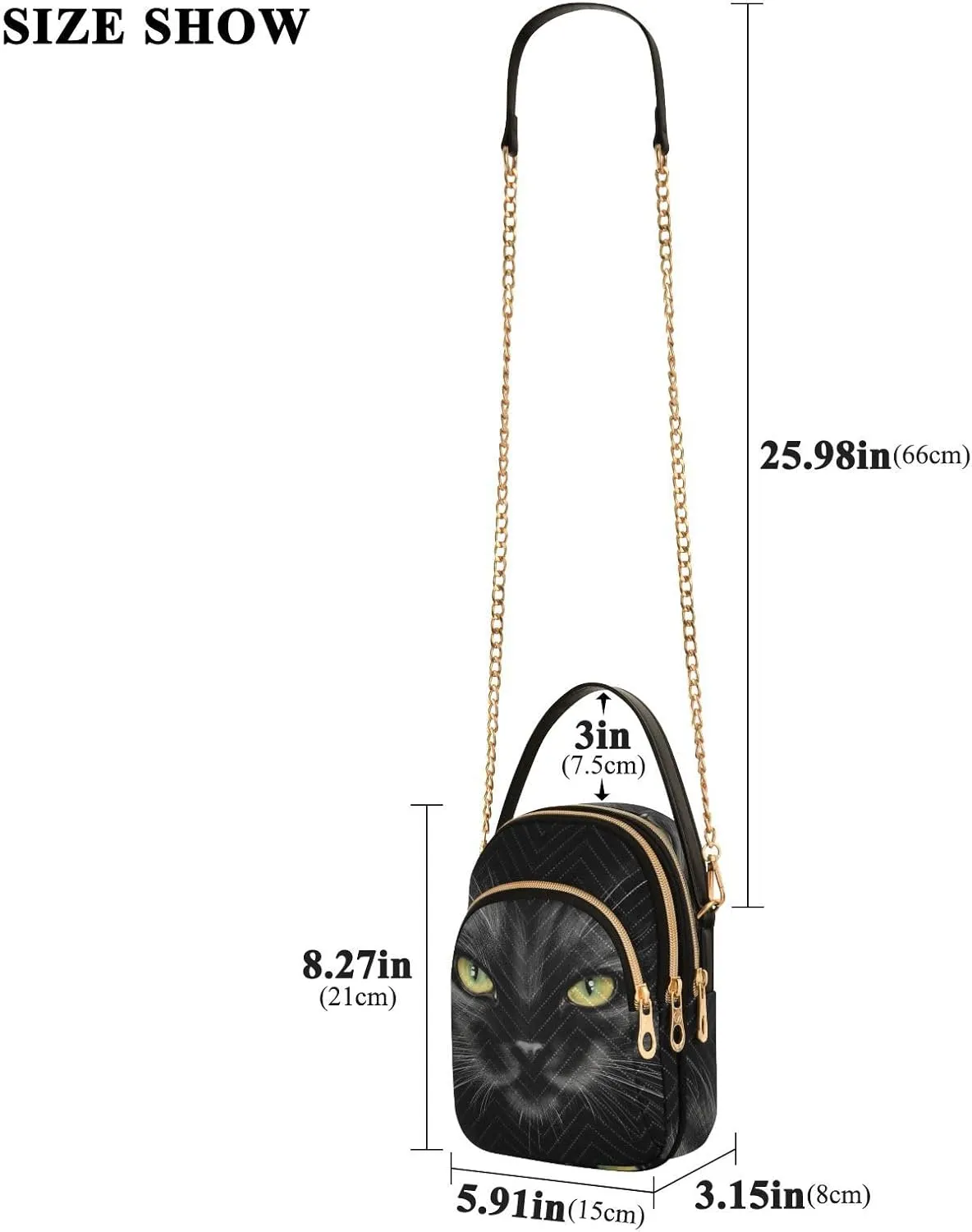 Women's Wave Cross Body Chest Bag, 52 inch Gold Chain Shoulder Handbag Purse