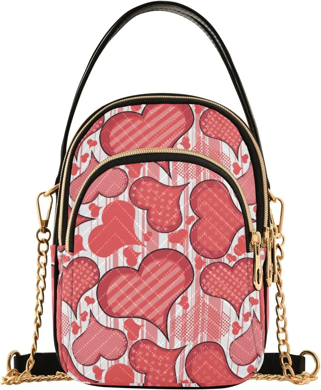 Women's Wave Cross Body Chest Bag, 52 inch Gold Chain Shoulder Handbag Purse