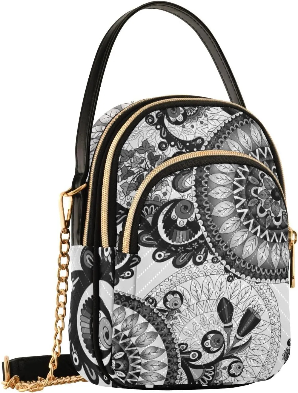 Women's Wave Cross Body Chest Bag, 52 inch Gold Chain Shoulder Handbag Purse