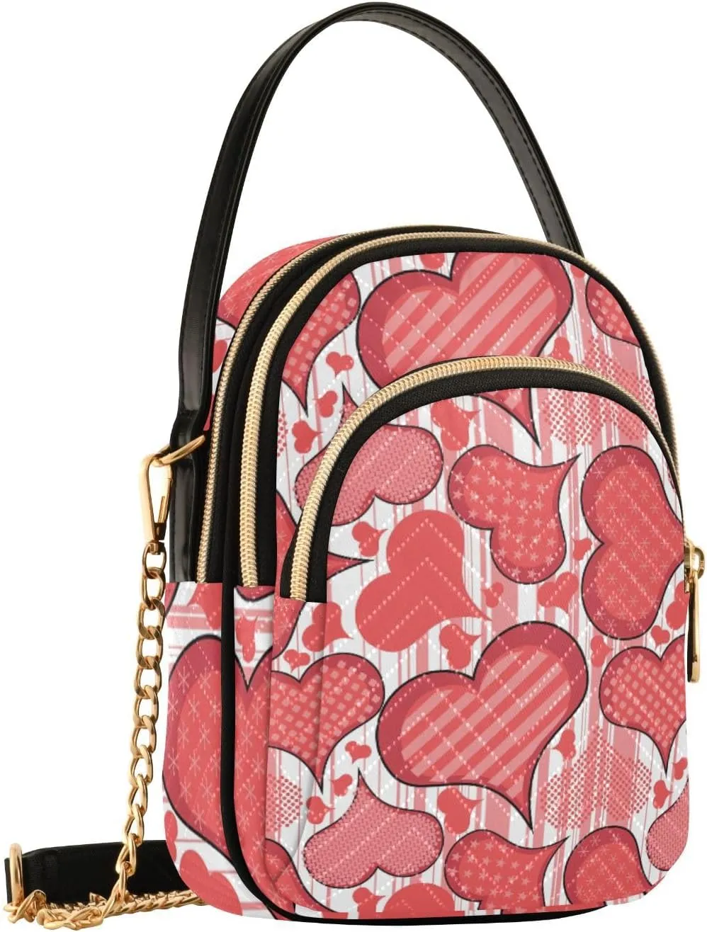 Women's Wave Cross Body Chest Bag, 52 inch Gold Chain Shoulder Handbag Purse