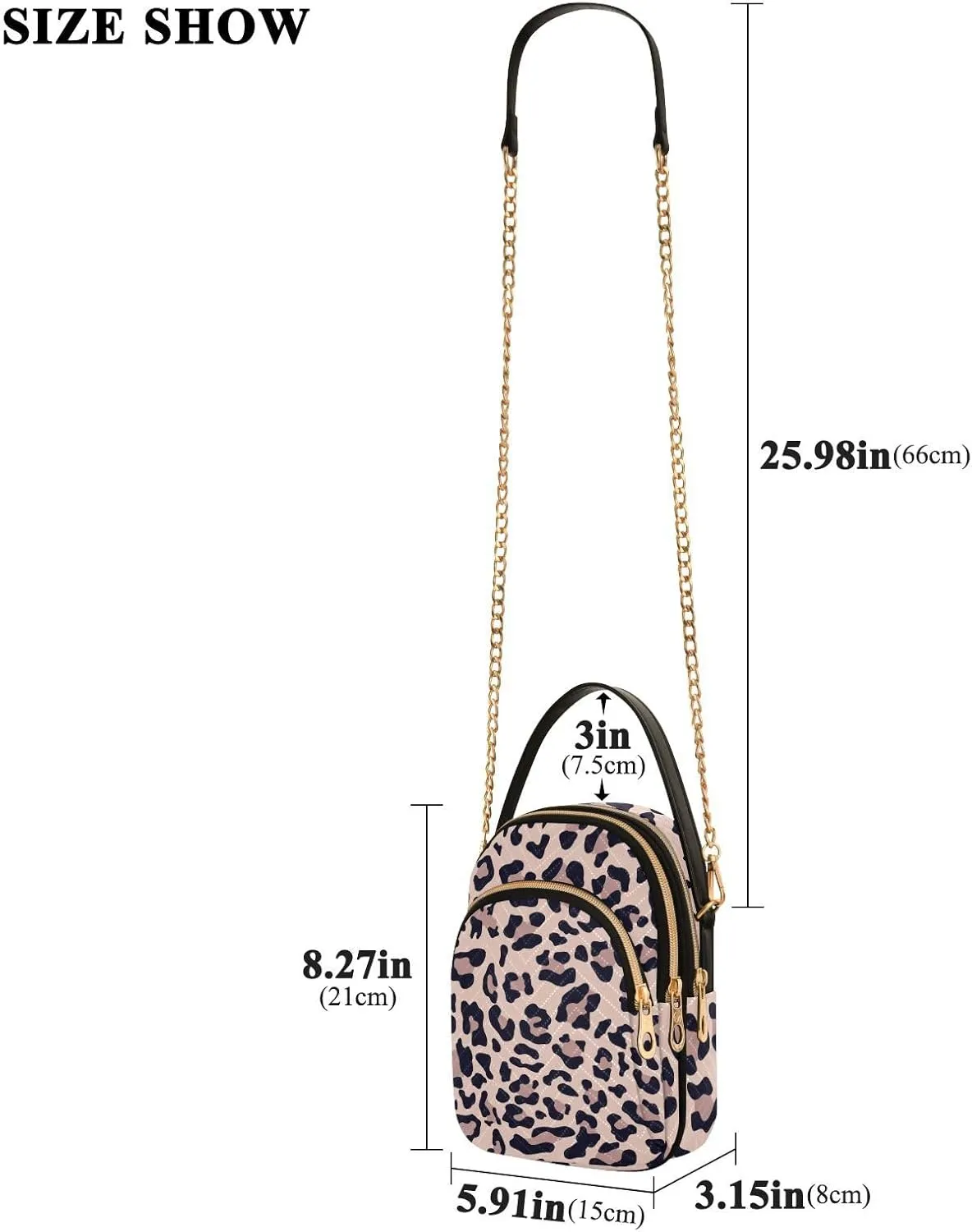 Women's Wave Cross Body Chest Bag, 52 inch Gold Chain Shoulder Handbag Purse
