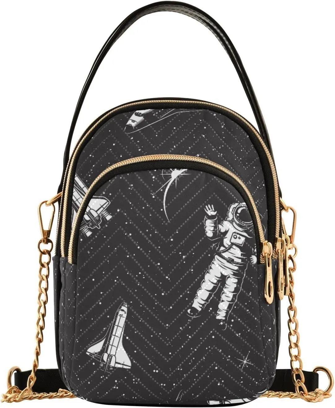 Women's Wave Cross Body Chest Bag, 52 inch Gold Chain Shoulder Handbag Purse