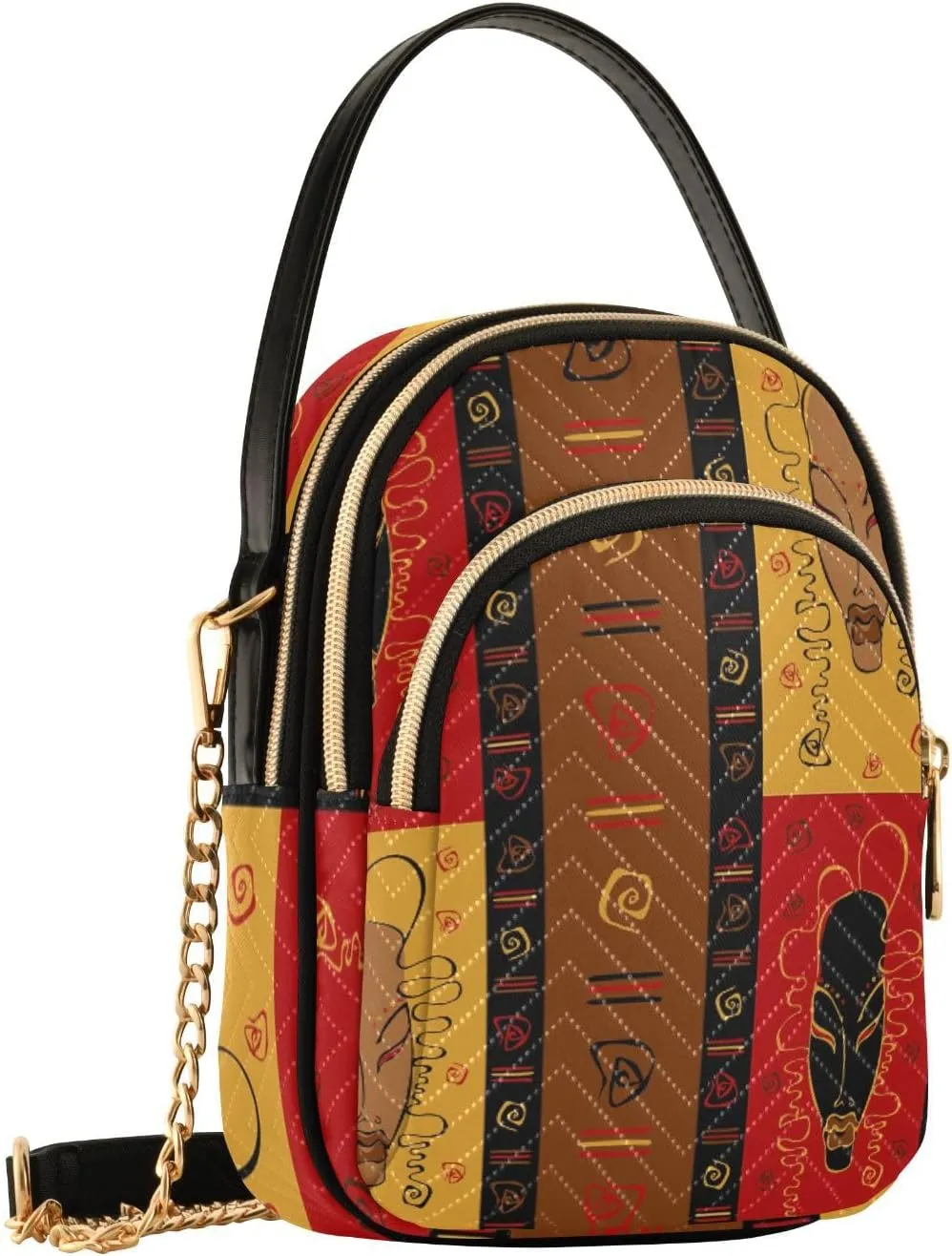 Women's Wave Cross Body Chest Bag, 52 inch Gold Chain Shoulder Handbag Purse