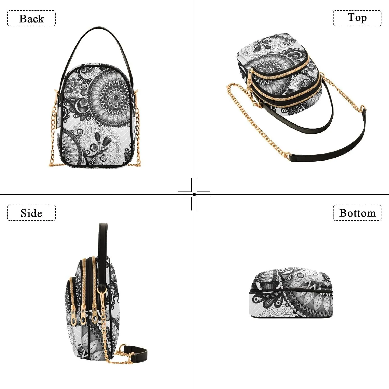 Women's Wave Cross Body Chest Bag, 52 inch Gold Chain Shoulder Handbag Purse