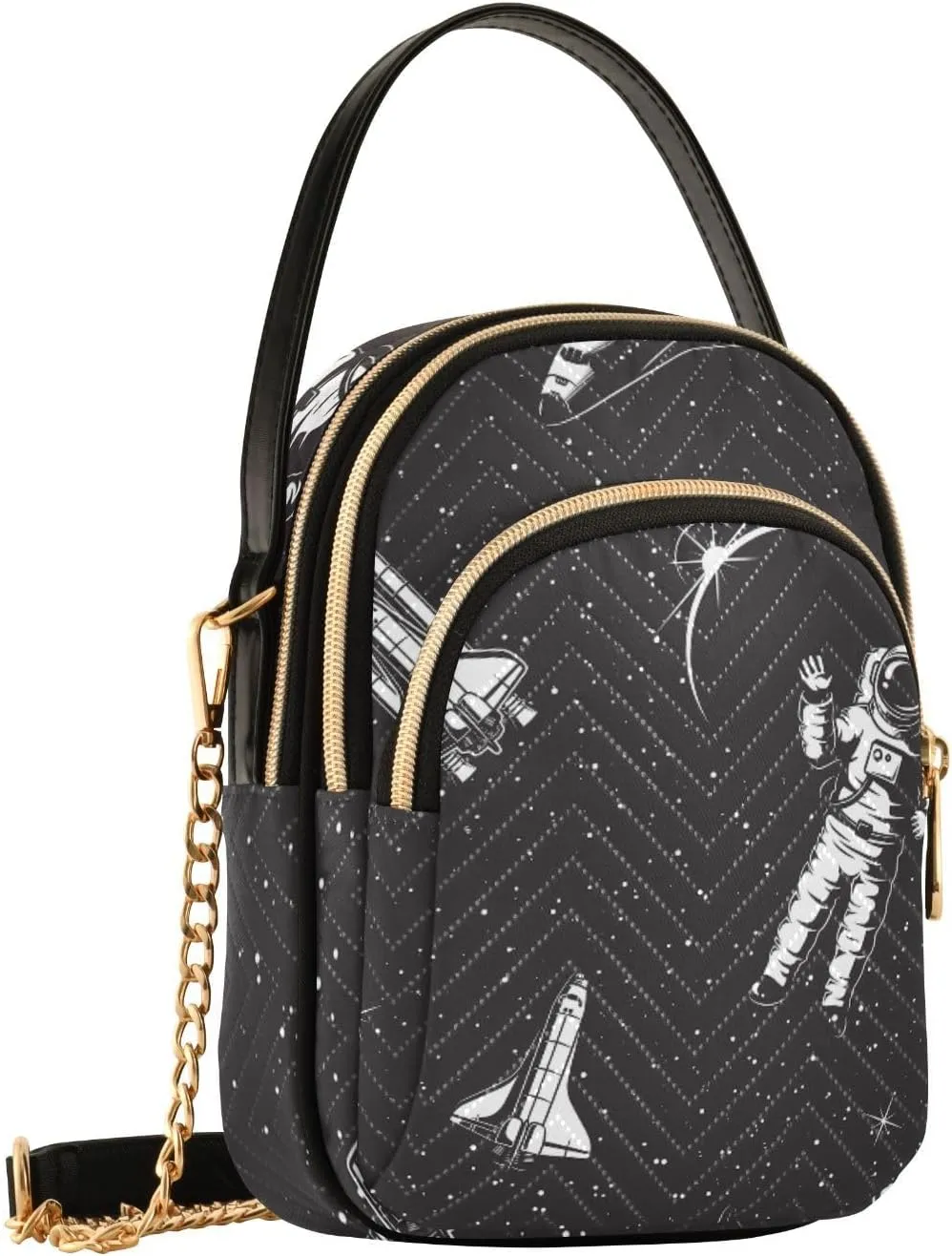 Women's Wave Cross Body Chest Bag, 52 inch Gold Chain Shoulder Handbag Purse