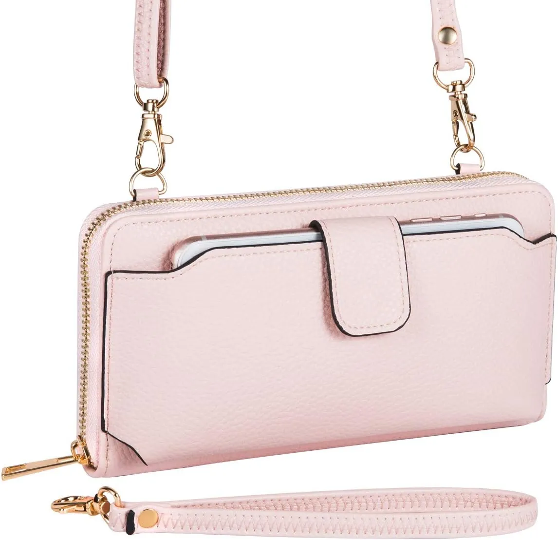 Womens Wristlet Wallet Crossbody Bag Cellphone Purse Handbag RFID Card Slots 2 Strap Wrist