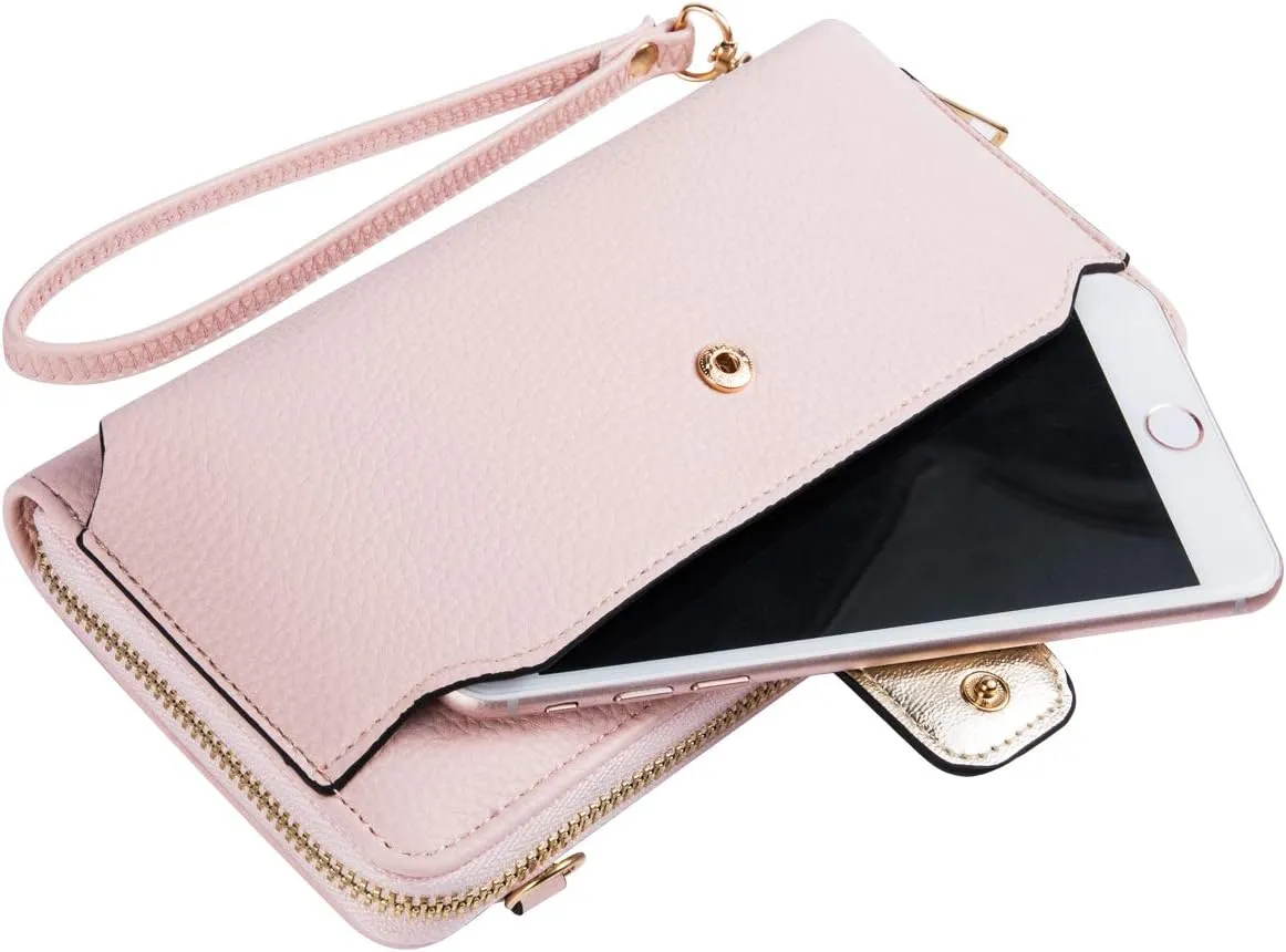 Womens Wristlet Wallet Crossbody Bag Cellphone Purse Handbag RFID Card Slots 2 Strap Wrist