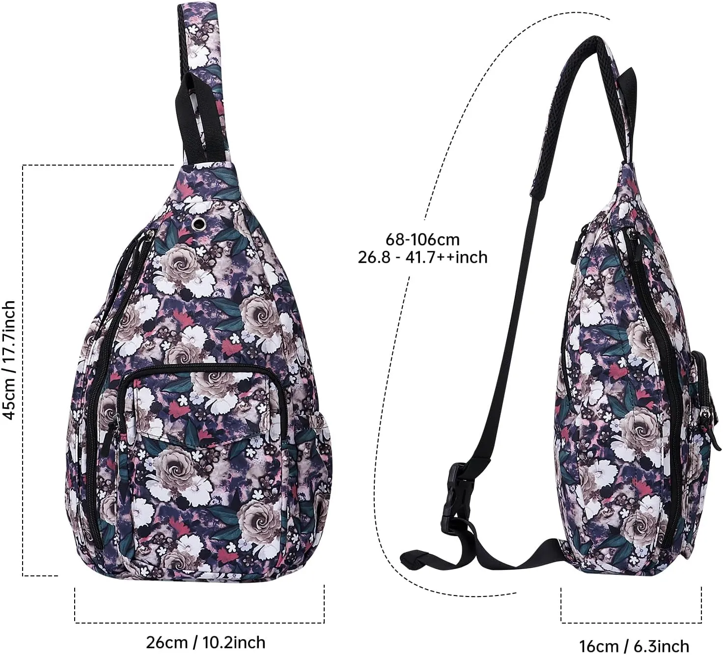XEYOU Women's Sling Crossbody bag Casual Daypack Outdoor Travel Hiking Backpack for Cycling Walking Dog Hiking