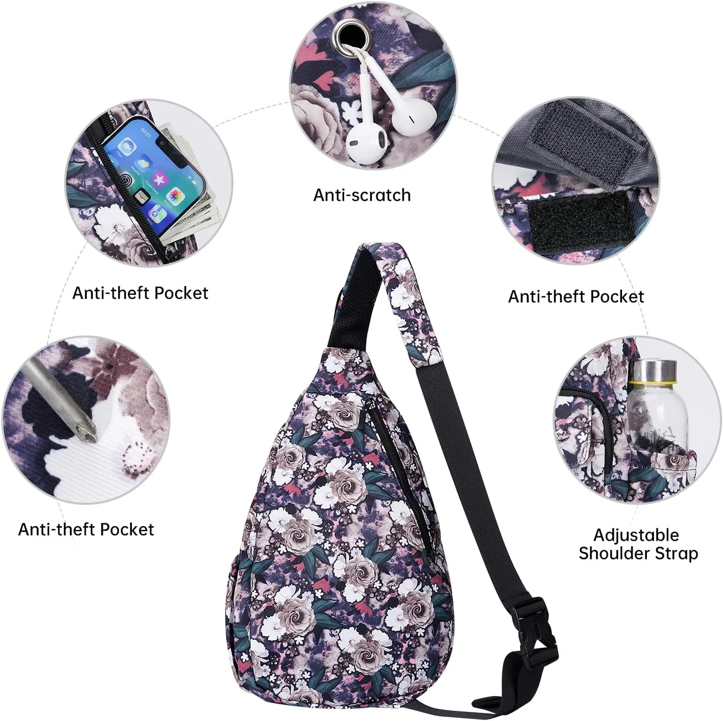 XEYOU Women's Sling Crossbody bag Casual Daypack Outdoor Travel Hiking Backpack for Cycling Walking Dog Hiking