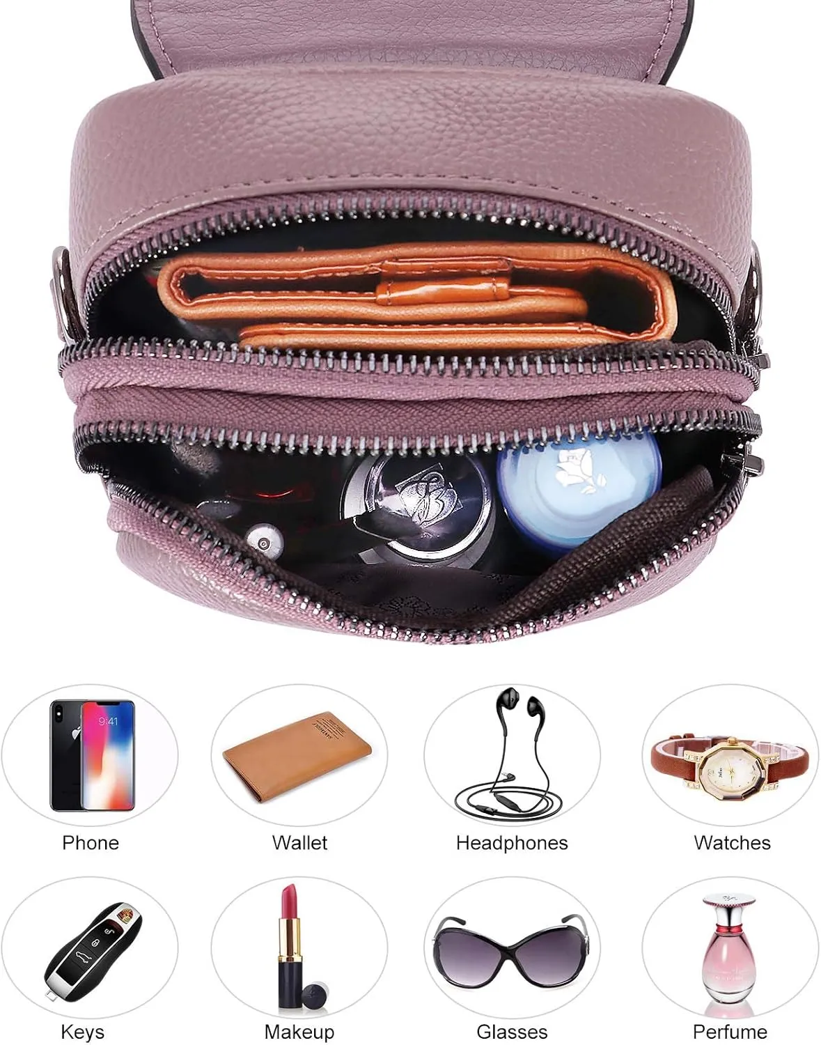 XEYOU Women's Small Cellphone Purse Wallet Lightweight Genuine Leather Crossbody Shoulder Pouch Bag