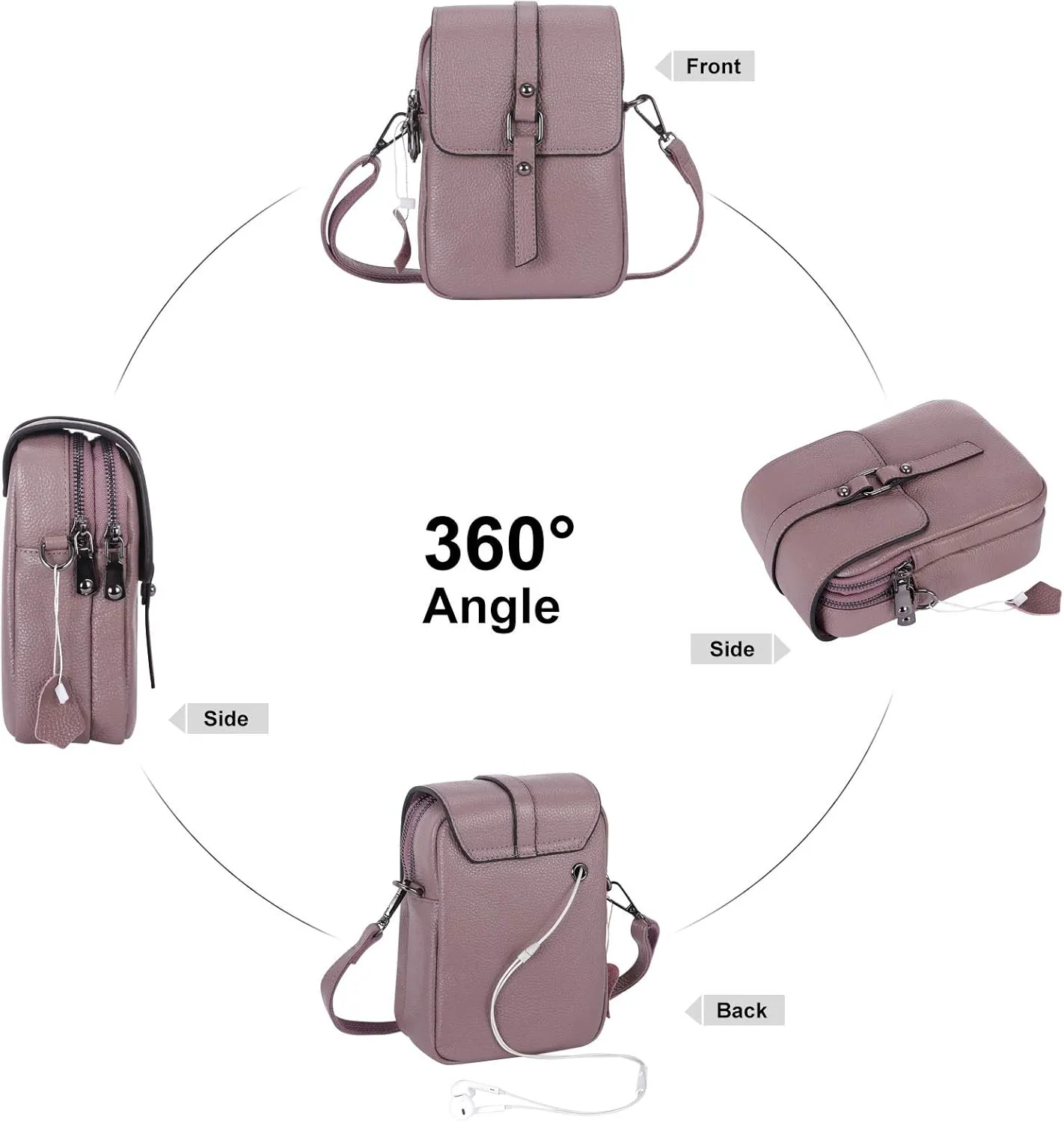 XEYOU Women's Small Cellphone Purse Wallet Lightweight Genuine Leather Crossbody Shoulder Pouch Bag