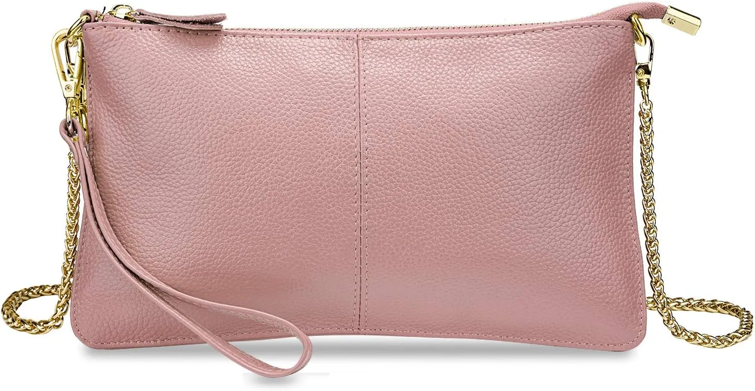 YALUXE Genuine Leather Wristlet Handbags Purses Cell Phone Pocket Clutch Wallet Crossbody Bags for Women