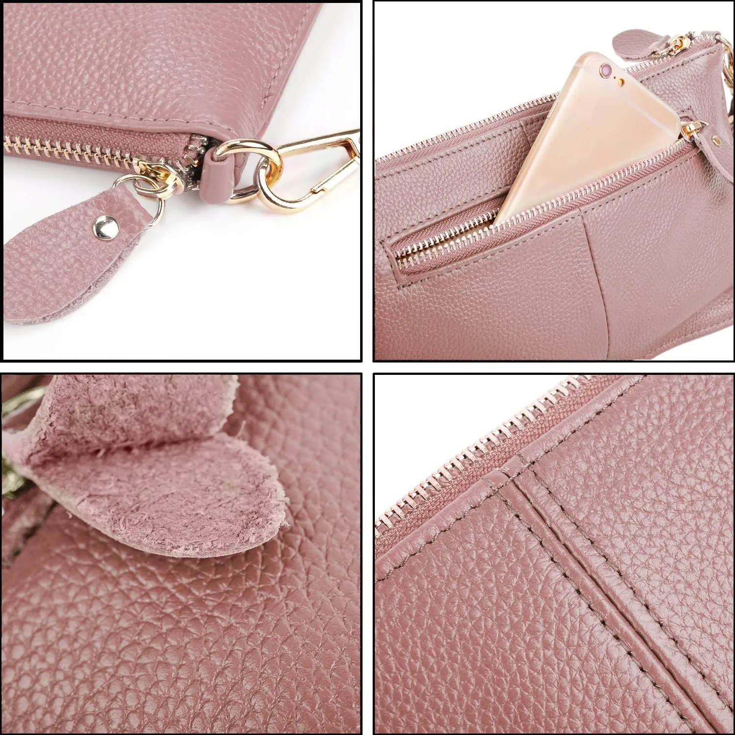 YALUXE Genuine Leather Wristlet Handbags Purses Cell Phone Pocket Clutch Wallet Crossbody Bags for Women