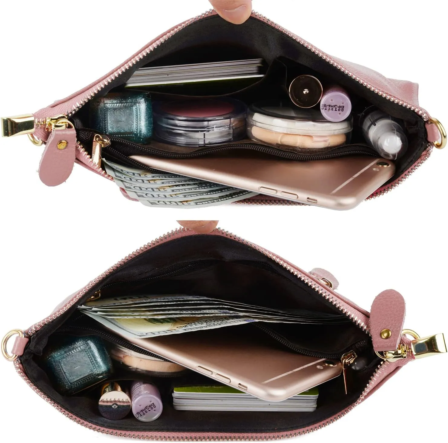 YALUXE Genuine Leather Wristlet Handbags Purses Cell Phone Pocket Clutch Wallet Crossbody Bags for Women