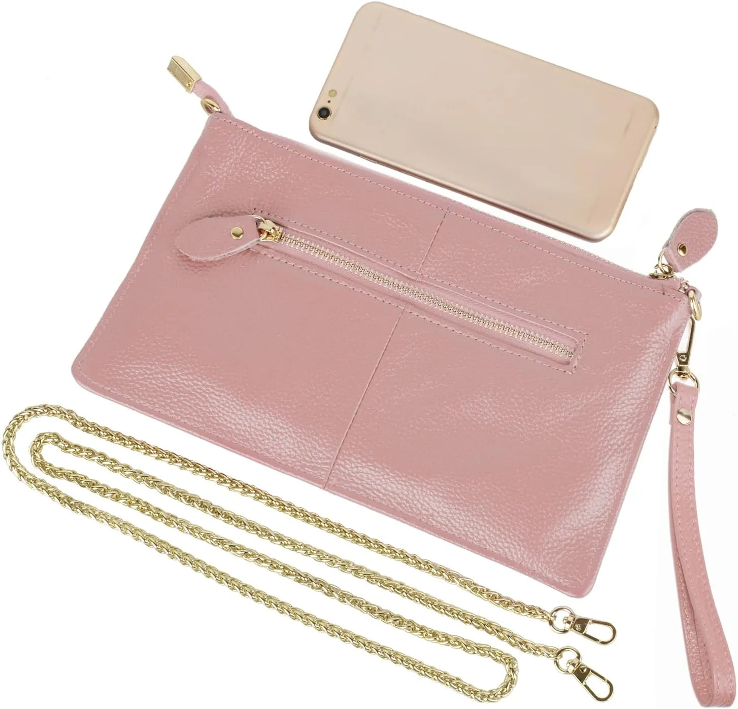 YALUXE Genuine Leather Wristlet Handbags Purses Cell Phone Pocket Clutch Wallet Crossbody Bags for Women
