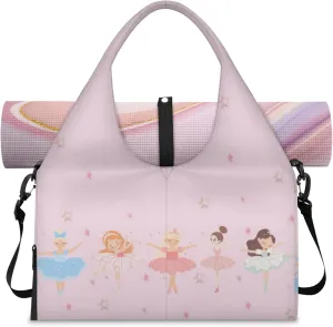 Yoga Gym Bag for Women, Ballet Duffel Bag, Sport Bag with Shoe Compartment and Wet Dry Storage Pockets, Carrying Function with Yoga Mat, Suitable for Gym, Travel, Pilates and Beach (Pink)
