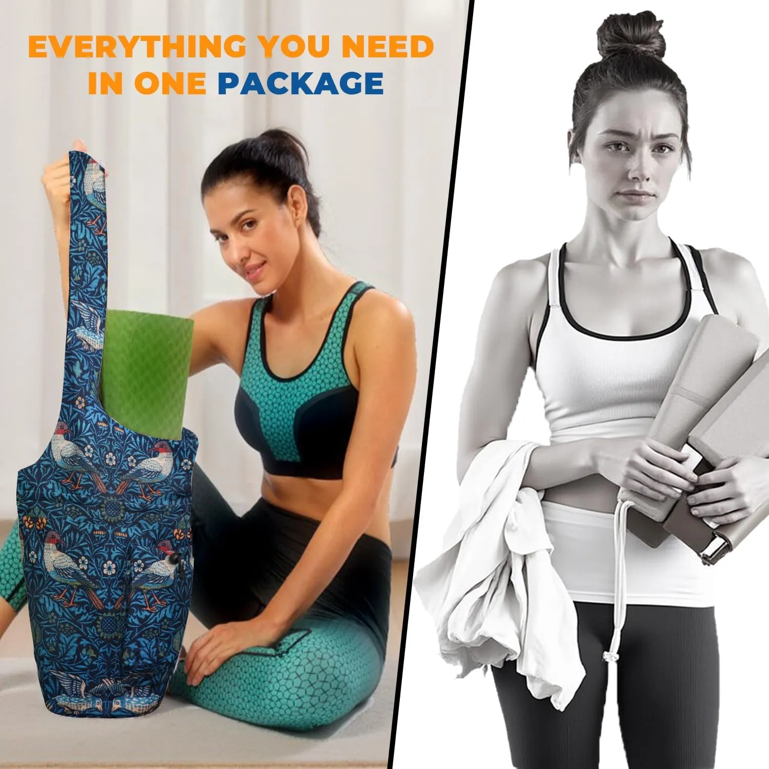Yoga Mat Bag for Women with Large Side Pocket