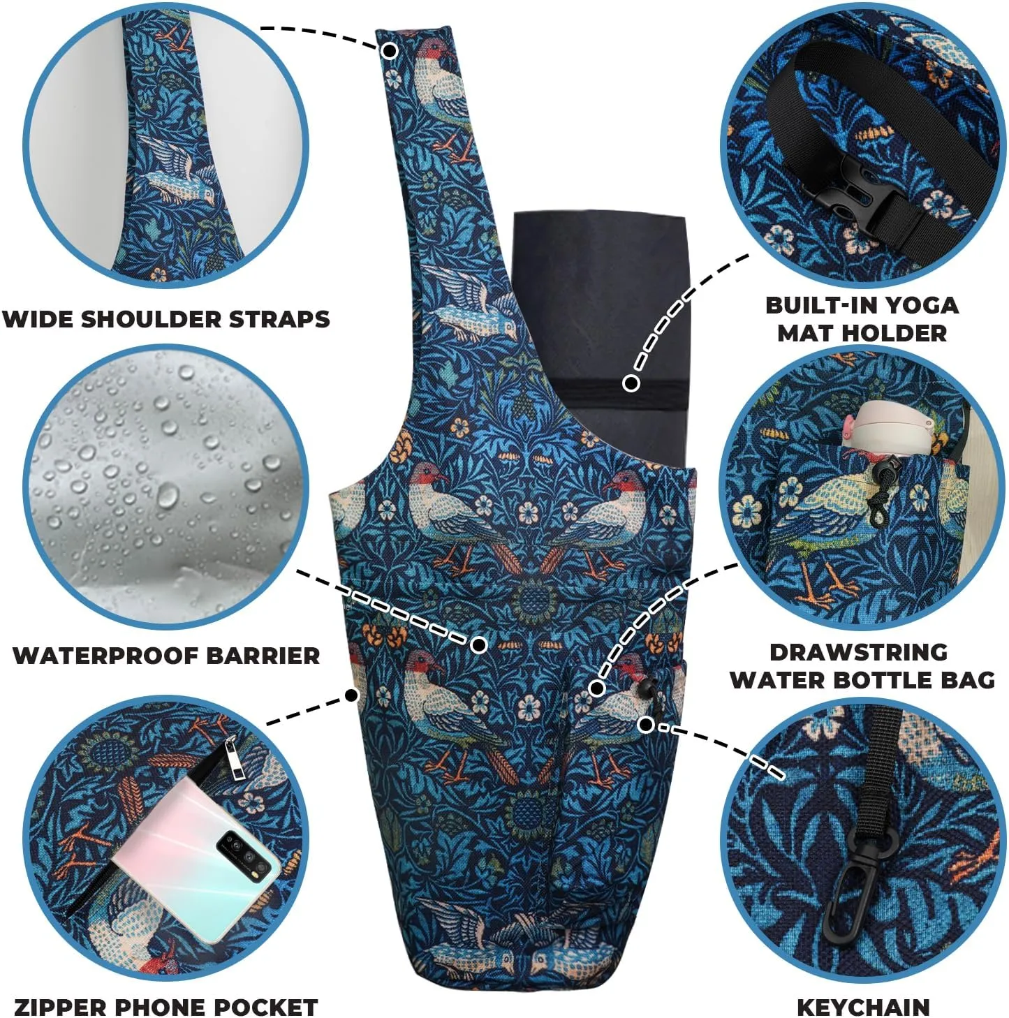 Yoga Mat Bag for Women with Large Side Pocket