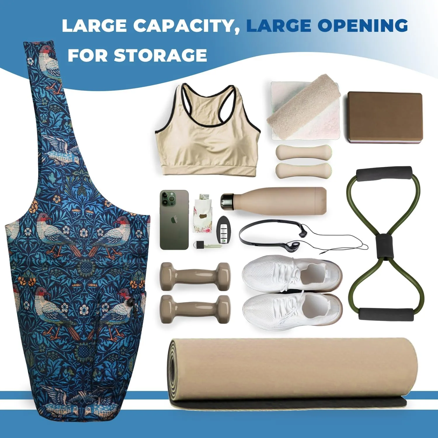 Yoga Mat Bag for Women with Large Side Pocket