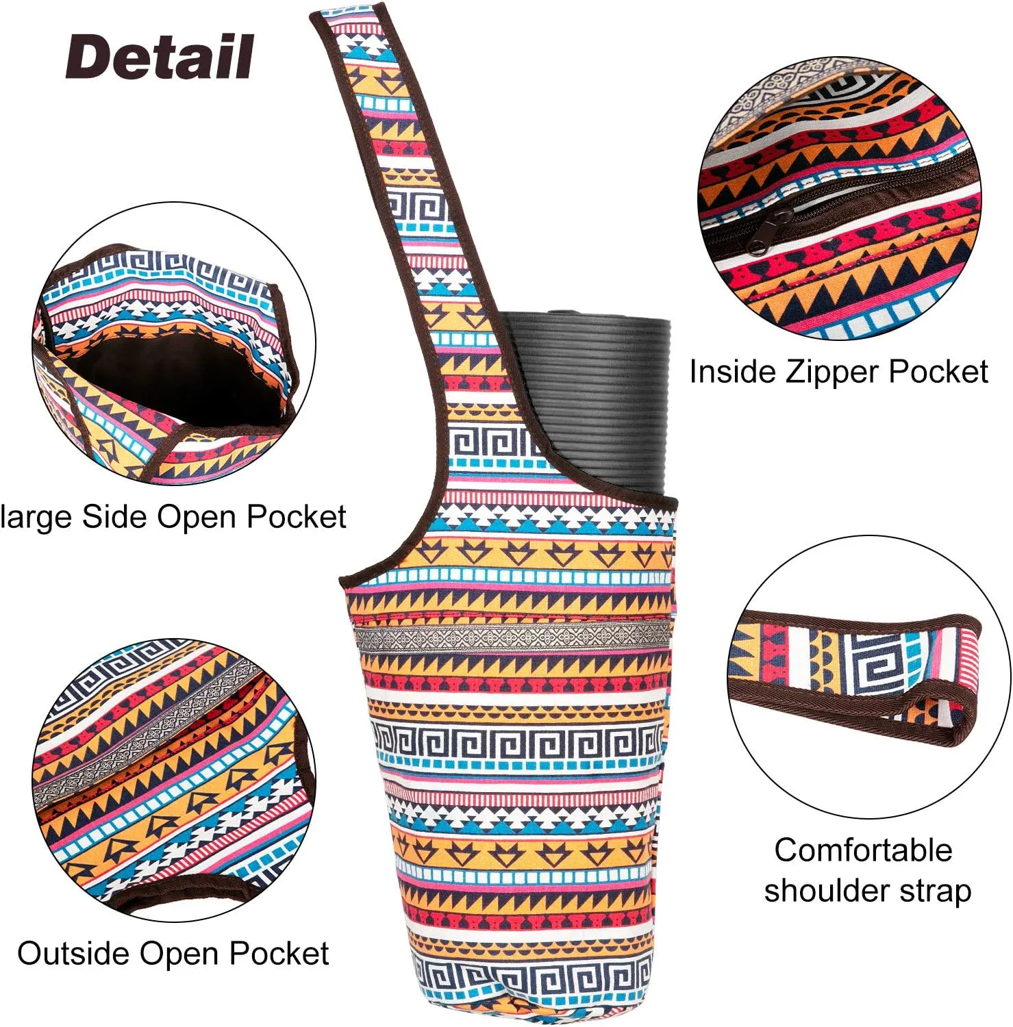 Yoga Mat Bag with Large Size Open Pocket and Zipper Pocket Carrier Bag Fit Most Size for Ladies Easy Access Lightweight Comfortable Shoulder Strap