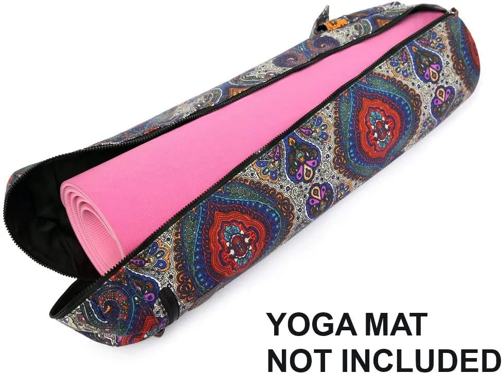 Yoga Mat Bag,Full-zip Exercise Yoga Mat Carrier Bag - Double Storage Pocket,Easy Access Zipper, Adjustable Shoulder Strap and Handle,Fits Most Mats