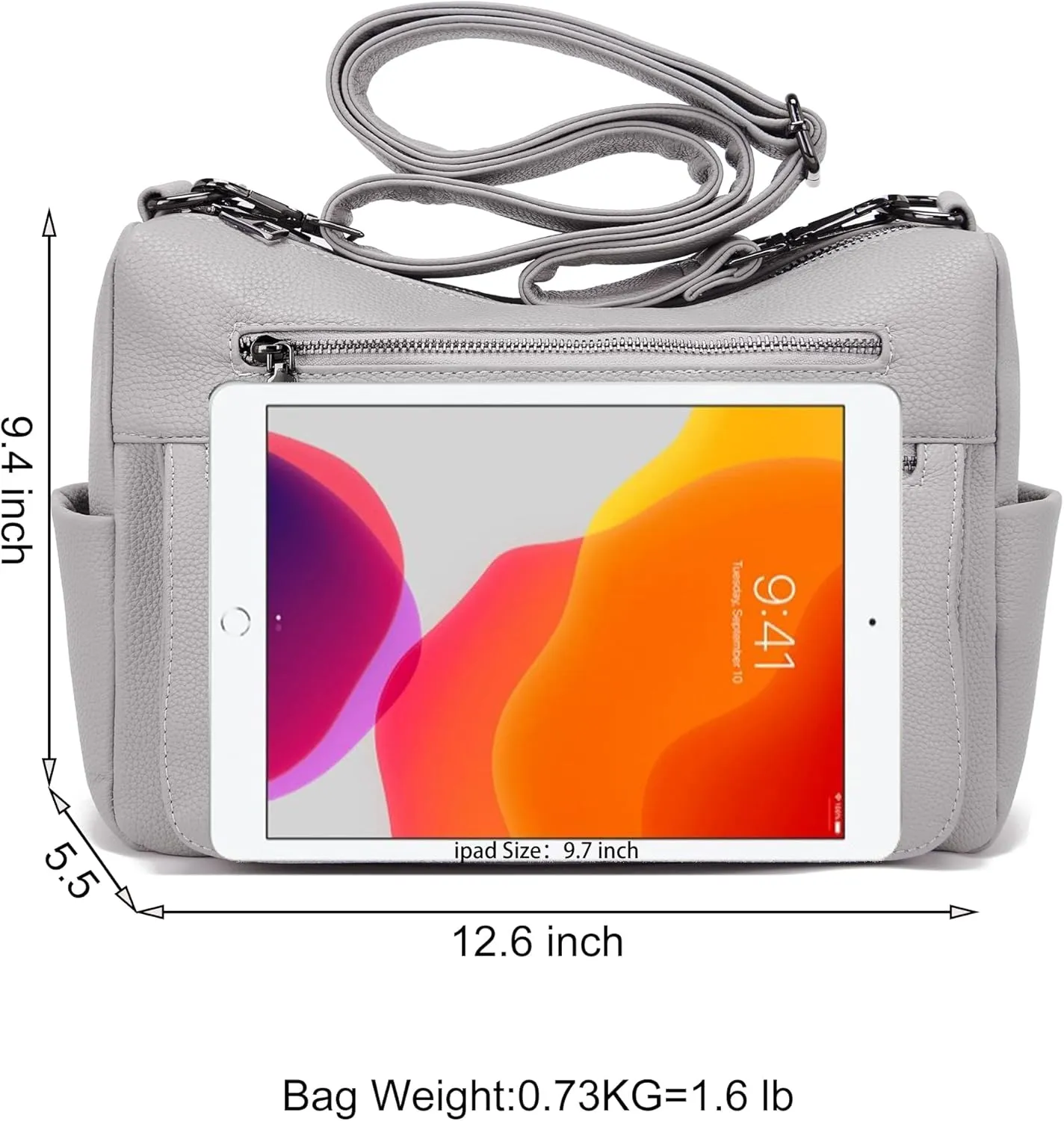 YZAOLL Large Crossbody Bag for Women Vegan Leather Tote with Adjustable Wide Strap Water-resistant Work Purse with 10 Pockets