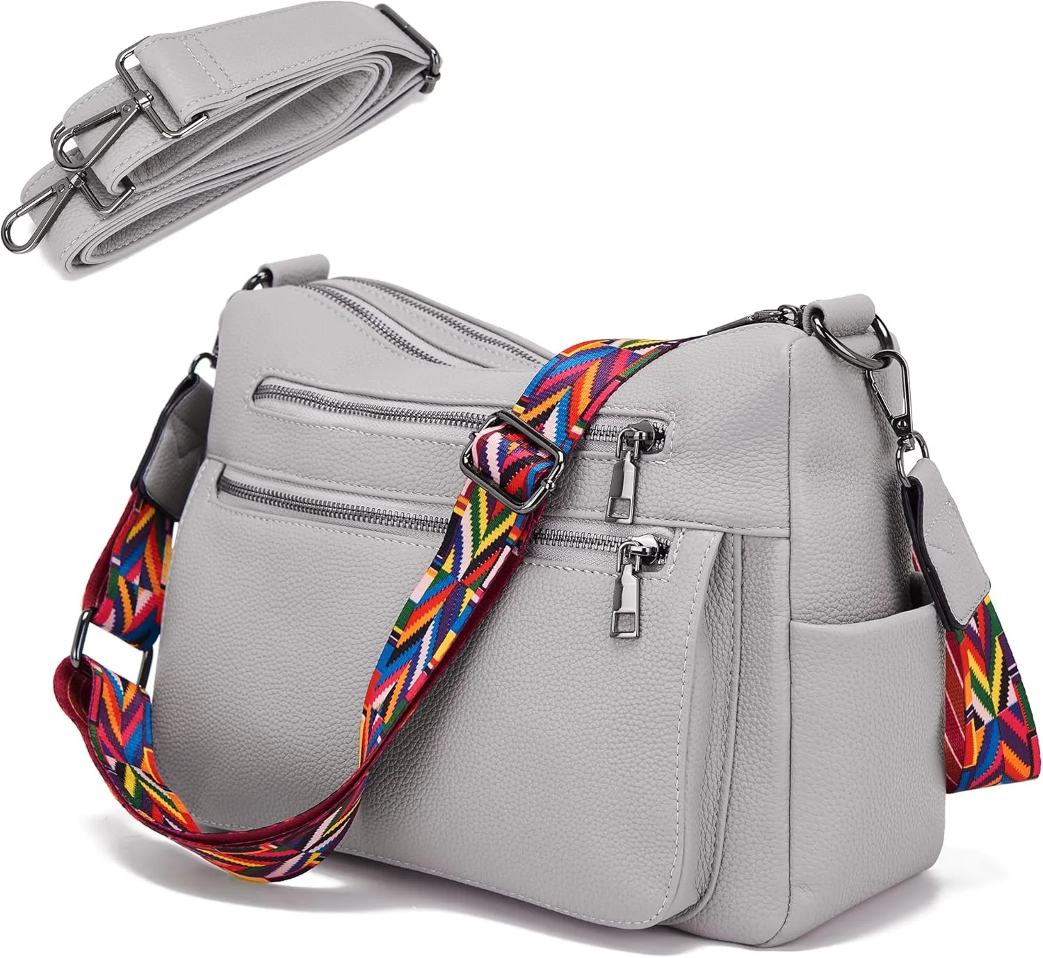 YZAOLL Large Crossbody Bag for Women Vegan Leather Tote with Adjustable Wide Strap Water-resistant Work Purse with 10 Pockets