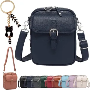 Zealburst Crossbody Bag, Vintage Double Layer Large Capacity Mini Crossbody Leather Bags with 10 Card Slots