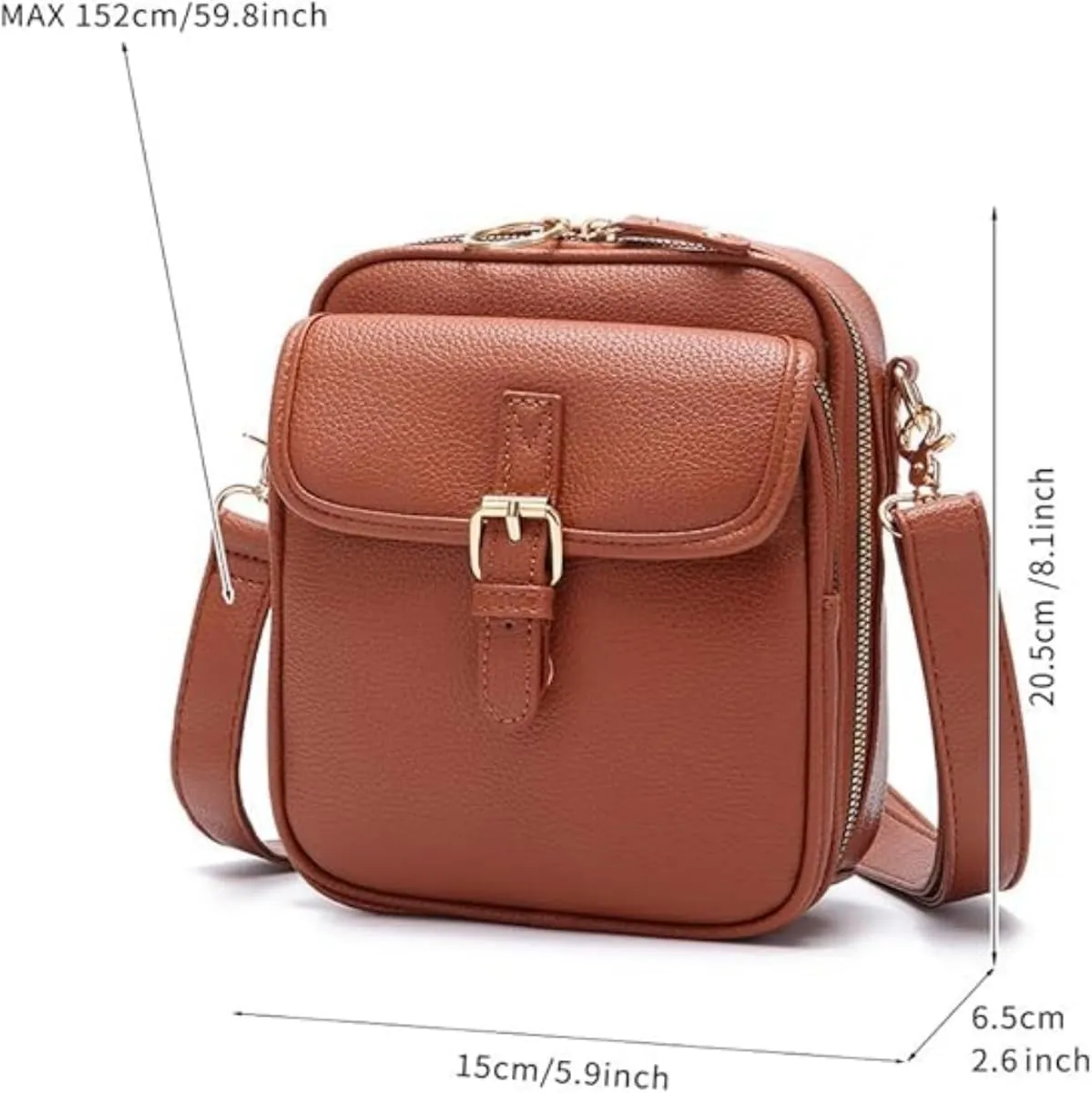 Zealburst Crossbody Bag, Vintage Double Layer Large Capacity Mini Crossbody Leather Bags with 10 Card Slots