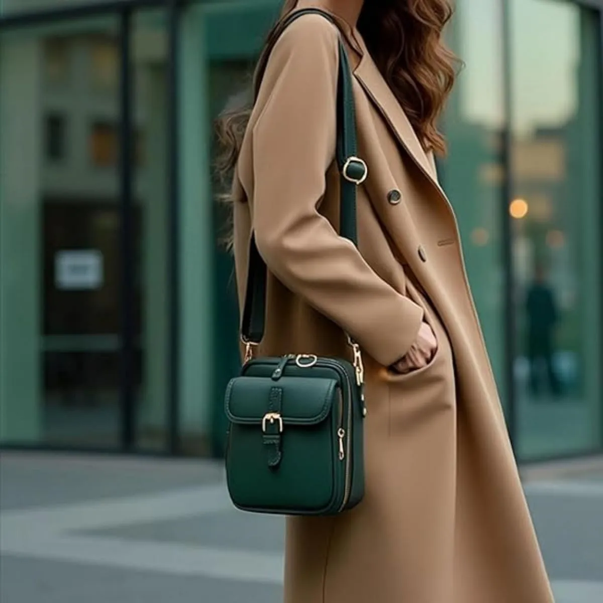 Zealburst Crossbody Bag, Vintage Double Layer Large Capacity Mini Crossbody Leather Bags with 10 Card Slots