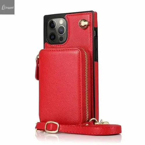 Zipper Wallet Case with Adjustable Crossbody Strap for iphone
