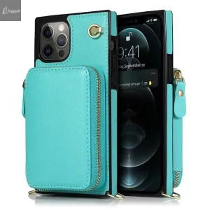 Zipper Wallet Case with Adjustable Crossbody Strap for iphone
